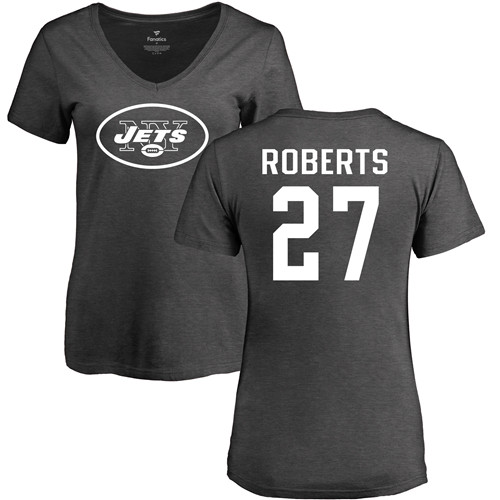 New York Jets Ash Women Darryl Roberts One Color NFL Football #27 T Shirt